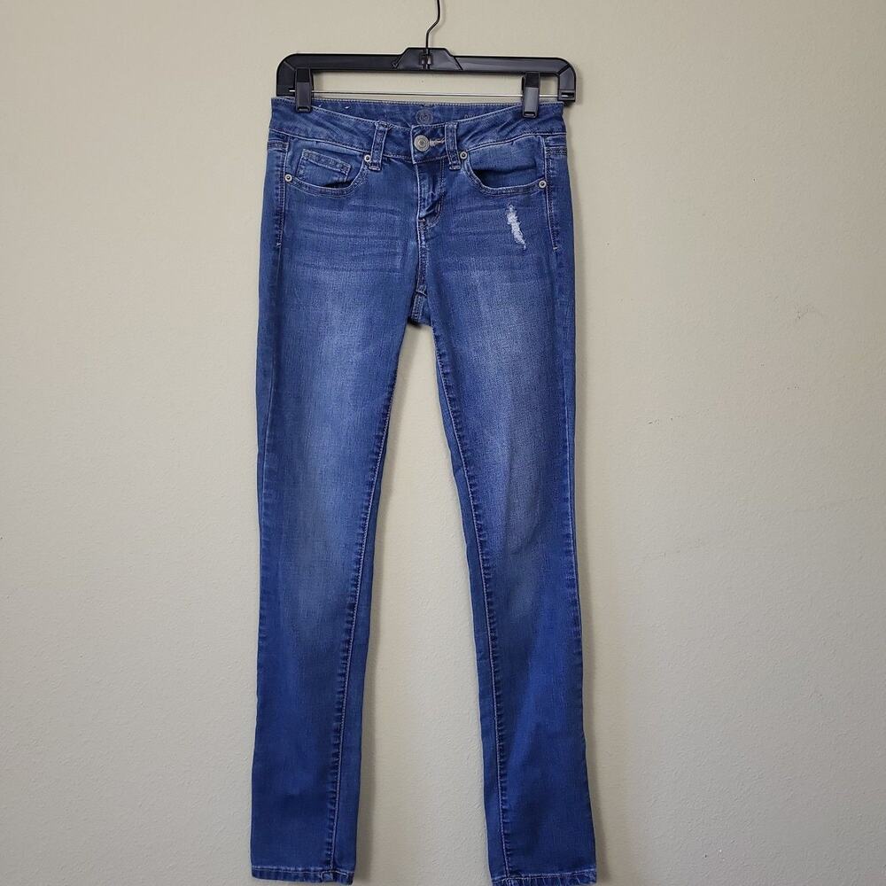 SO Womens Blue Low Rise Distressed Denim‎ Stretch Skinny Jeans Size 28
